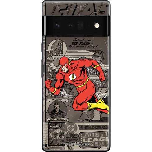 DC Comics The Flash Vintage Action pose pattern Google Pixel 6 Pro Skin